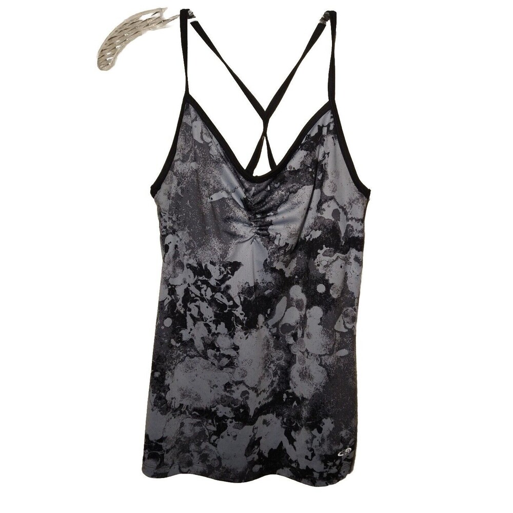 Champion Black Gray Tank Top Shirt Athletic Layered Shelf Bra Womens Large